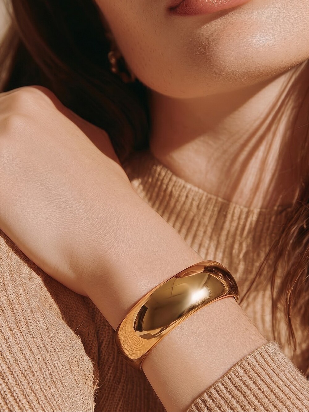 Mayamar Bold 24k Plated Gold Bangle Bracelet & Gift Bag